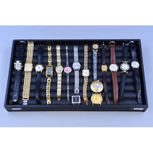 104 - Selection of 16 Watches including Wrist, Pendant, and Heads with makes by Piere Nicol, Pulsar, Nina,... 