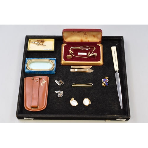 105 - Mixed Selection of Cufflinks, Tie Clips, Letter Opener and More