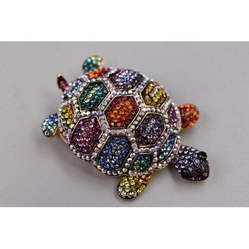 119 - Butler & Wilson Rare Multicoloured Crystal Turtle Broach with Original Presentation Box