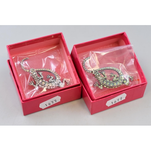 121 - Pair of Butler & Wilson Small Lizard Broaches with Original Presentation Boxes