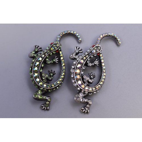 121 - Pair of Butler & Wilson Small Lizard Broaches with Original Presentation Boxes