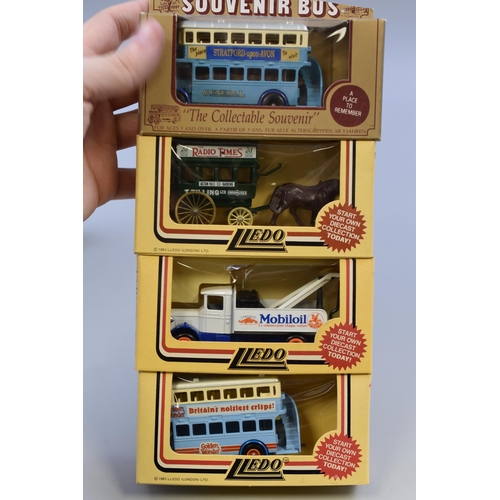 629 - 16 model die-cast trucks/busses (days gone/view vans) Lledo