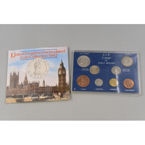 144 - Elizabeth II Coinage of Great Britain set and a Royal Mint United Kingdom Unciculated 1982 Coin St