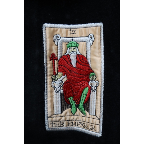 639 - Vintage Suede Tarot Jacket Displaying the Logos of The Emperor, The magician, The High Priestess, Th... 