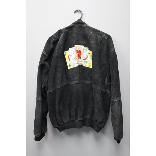 639 - Vintage Suede Tarot Jacket Displaying the Logos of The Emperor, The magician, The High Priestess, Th... 