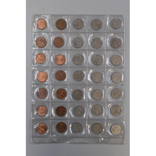 147 - Four Sheets containing USA One Cents, Six Pence's, and Three Pence's