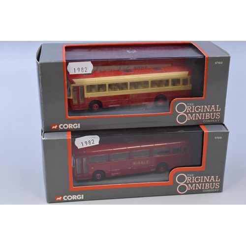 612 - Collection of four Corgi The Original Omnibus company models - MCW Orion, Weyman Trolly bus, AEC Rel... 