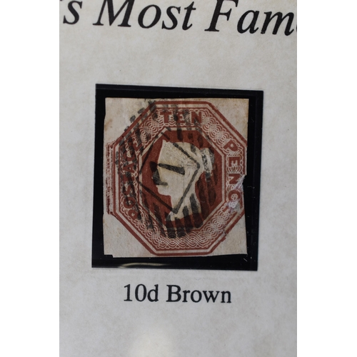 160 - Framed Victorian Embossed 10d Brown Stamp 1862 with Certificate of Authenticity