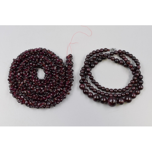 166 - Ganer Graduated Beaded Necklace and a Garnet Chip Necklace (a/f)