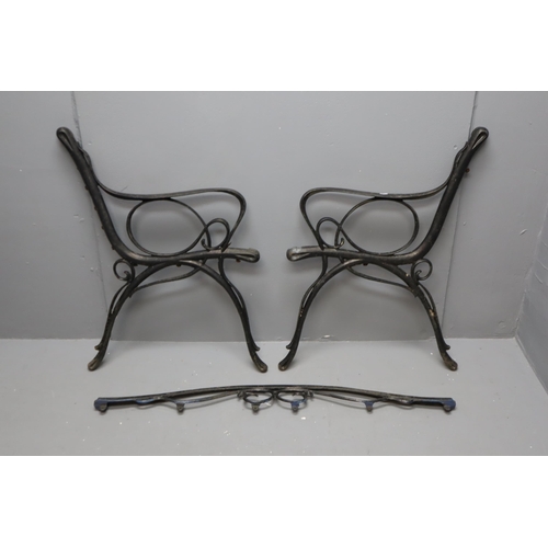 695 - A Three Piece Cast Iron Garden Bench Frame, Approx 32