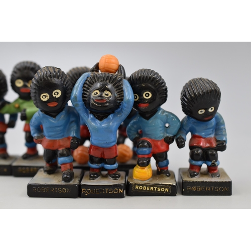 191 - Nine Hand Painted Robertsons Golly Football Figures