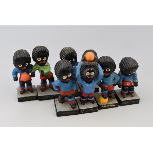 191 - Nine Hand Painted Robertsons Golly Football Figures