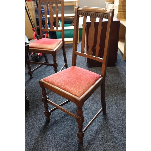 666 - Edwardian Oak Dog Leg Dropleaf Table and Four Matching Chairs possibly 