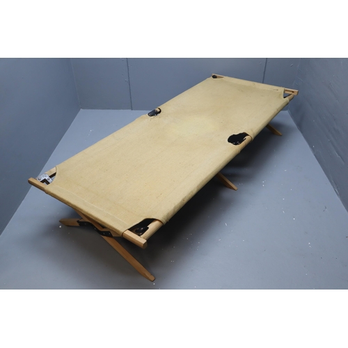 708 - Vintage Wood and Canvass Folding Camping Bed