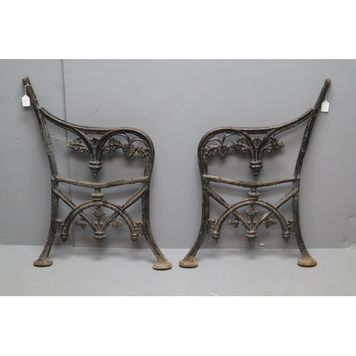 710 - Two Victorian Hand Forged Cast Iron Bench Ends