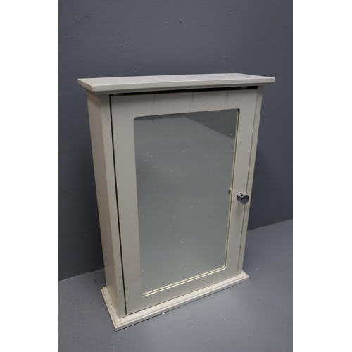 675 - Off White Wall Hanging Mirrored Bathroom Cupboard Unit approx 20.5