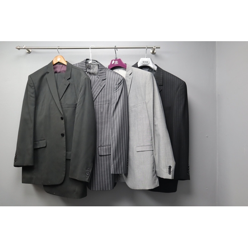 711 - Four Gent's Suits including a Remus Uonos 3 Piece, Charlton Gray, and More (Sizes 46R, 48, & 40 ... 