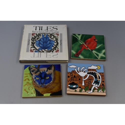 780 - Three Decorative Tiles With 'Tiles; A Beautiful Home' By Tessa Paul