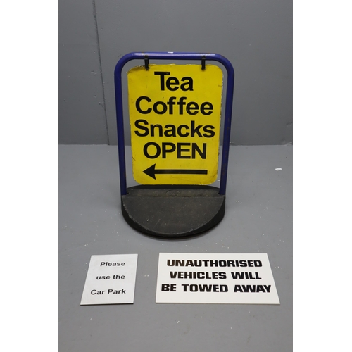 715 - Pavement Tea / Coffee Sign and two wall Mounted Parking Signs