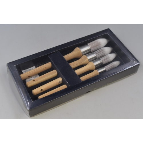 783 - Four Brand New Synthetic Round Paint Brushes With wooden styled handles