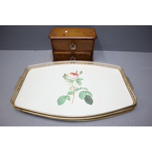 686 - Two tea trays with rose design (24