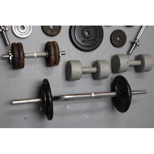 850 - Large Selection of Dumbells and Weights. NO POSTAGE