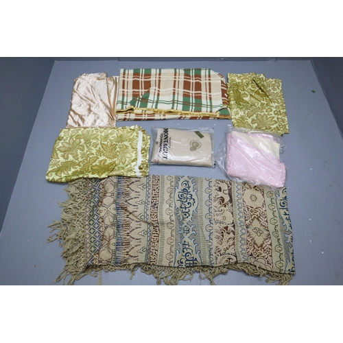 769 - A Selection of Blankets and Materials To Include Two Blankets, Curtain, And More