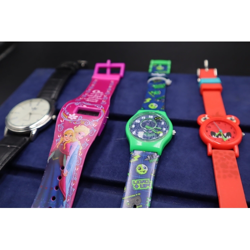 163 - Four Quartz Watches To Include Frozen, Smiggle, And Two Others. Working