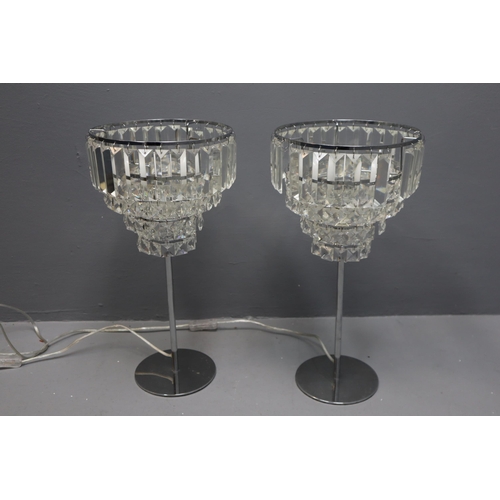 224 - Two Crystal styled table lamps (both work when tested) (a/f)