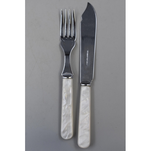 366 - Twelve Piece Fish Knife and Fork Set in Original Faux Leather Case