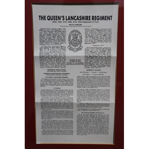 441 - The Queen's Lancashire Regiment Tercentenary Commemorative Postcard Set, With Framed Postcard. Terce... 