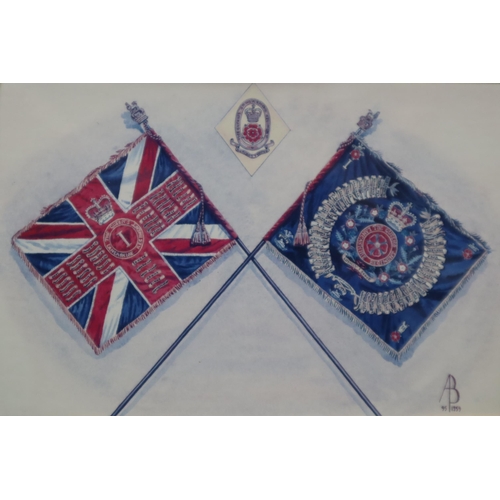 441 - The Queen's Lancashire Regiment Tercentenary Commemorative Postcard Set, With Framed Postcard. Terce... 