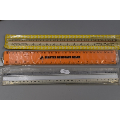 789 - Collection of Vintage Rulers to include Singer Skirt Marker Rule, Acadamy Triangular Scale Rule in S... 