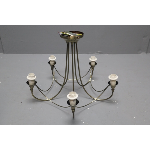 851 - Two Nottingham 5 Arm Antique Brass Finish Centre Lights with Glass Shades