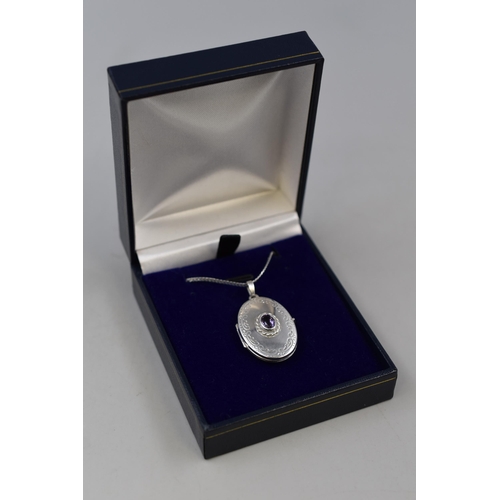 2 - Silver 925, Oval Locket Necklace Complete in Presentation Box