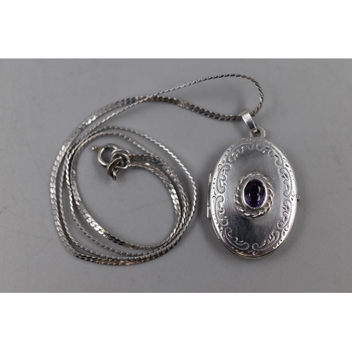 2 - Silver 925, Oval Locket Necklace Complete in Presentation Box