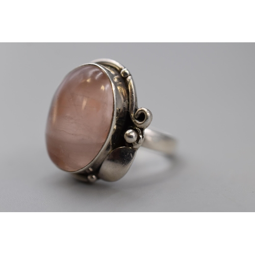 12 - Silver 925 Rose Quartz Stoned Ring Complete with Presentation Box