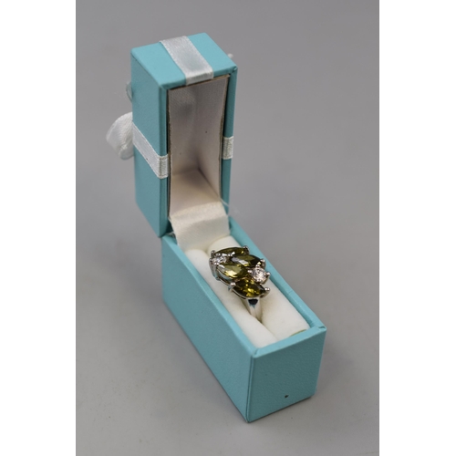 13 - Silver 925 CZ Stoned Ring Complete with Presentation Box