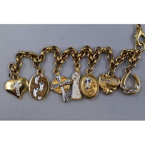 16 - Brooks & Bentley Footprints in the Sand Gold Plated Bracelet with Charms completed in original b... 