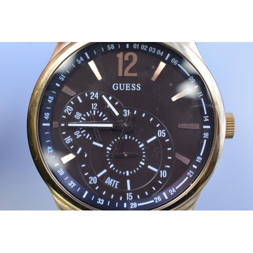 58 - A Gents Guess Vessel (W95086G1) Chronograph Style Quartz Watch, In Working Order. Scratches To Back