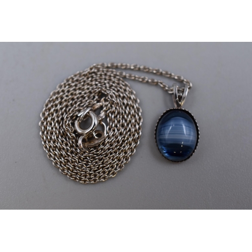 222 - Silver 925, Blue Pendant Necklace Complete with Presentation Box