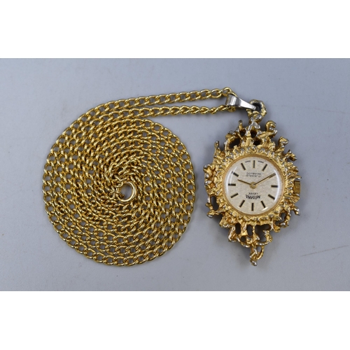 69 - Medana Lever 17 Jewel Incabloc Pendant Watch with Chain