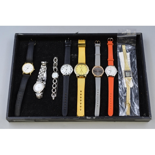 71 - A Selection of Eight Ladies Designer Quartz Watches, In Working Order. Includes Sekonda, Citron, And... 