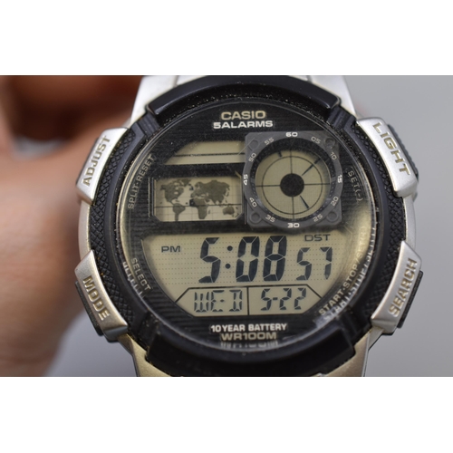 74 - Casio 5 Alarms WR100M Digital Watch (Working)