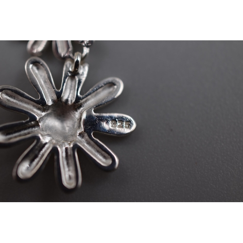 229 - Silver 925, Flower Pendant Necklace, Complete with Presentation Box