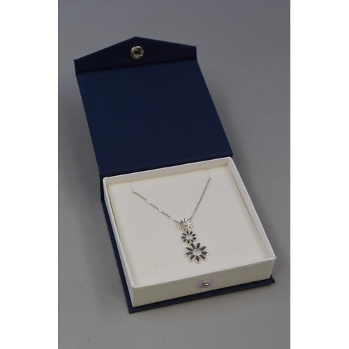 229 - Silver 925, Flower Pendant Necklace, Complete with Presentation Box