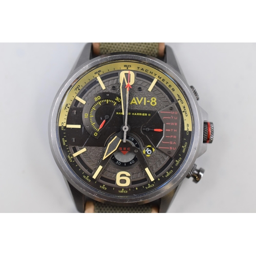 75 - AVI-8 Hawker Harrier II Watch with Original Leather Strap (Missing Button)