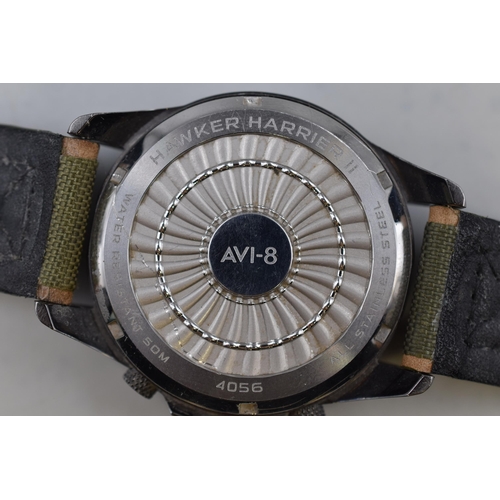 75 - AVI-8 Hawker Harrier II Watch with Original Leather Strap (Missing Button)