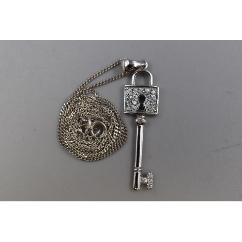 232 - Silver 925, Lock & Key Design Pendant Necklace Complete with Presentation Box