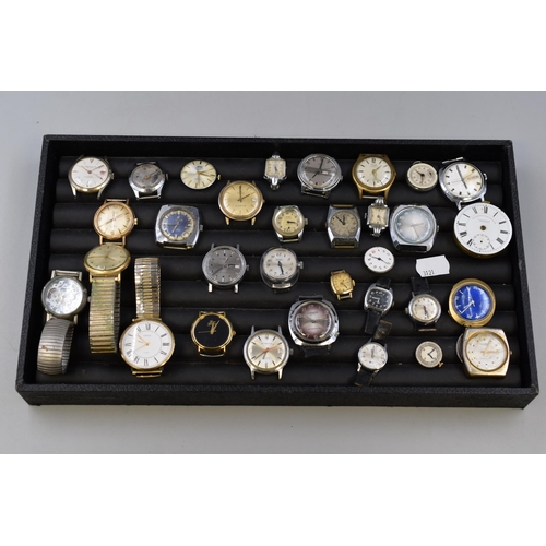 85 - A Selection of Mechanical Watches and Watch Heads For Spares or Repairs. Includes Sekonda, Ingersoll... 